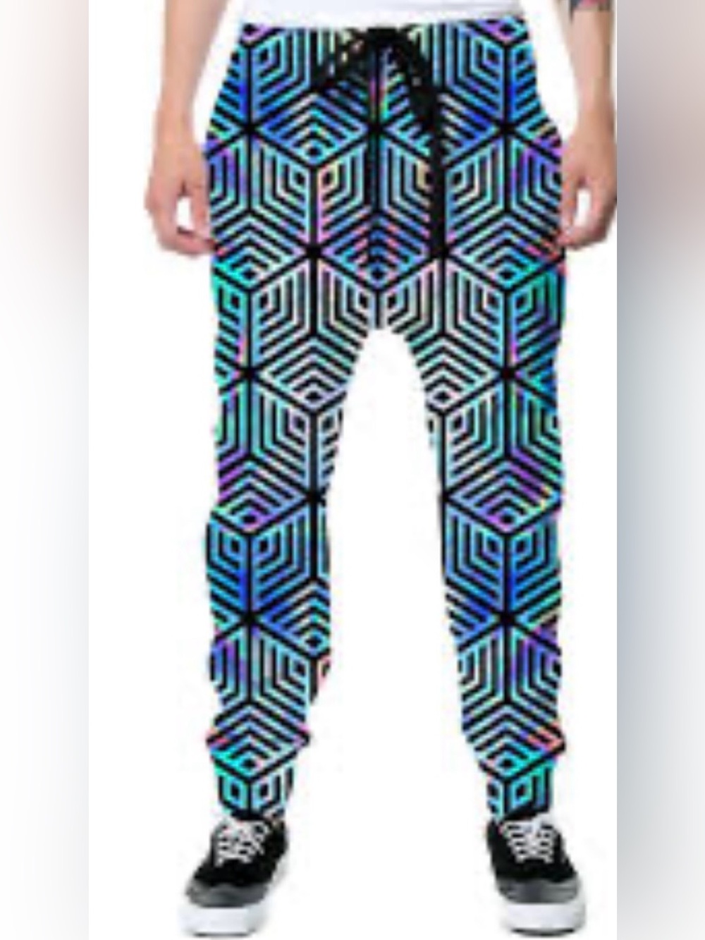 Geometric Holographic Jogger Sweatpants - Multicolor